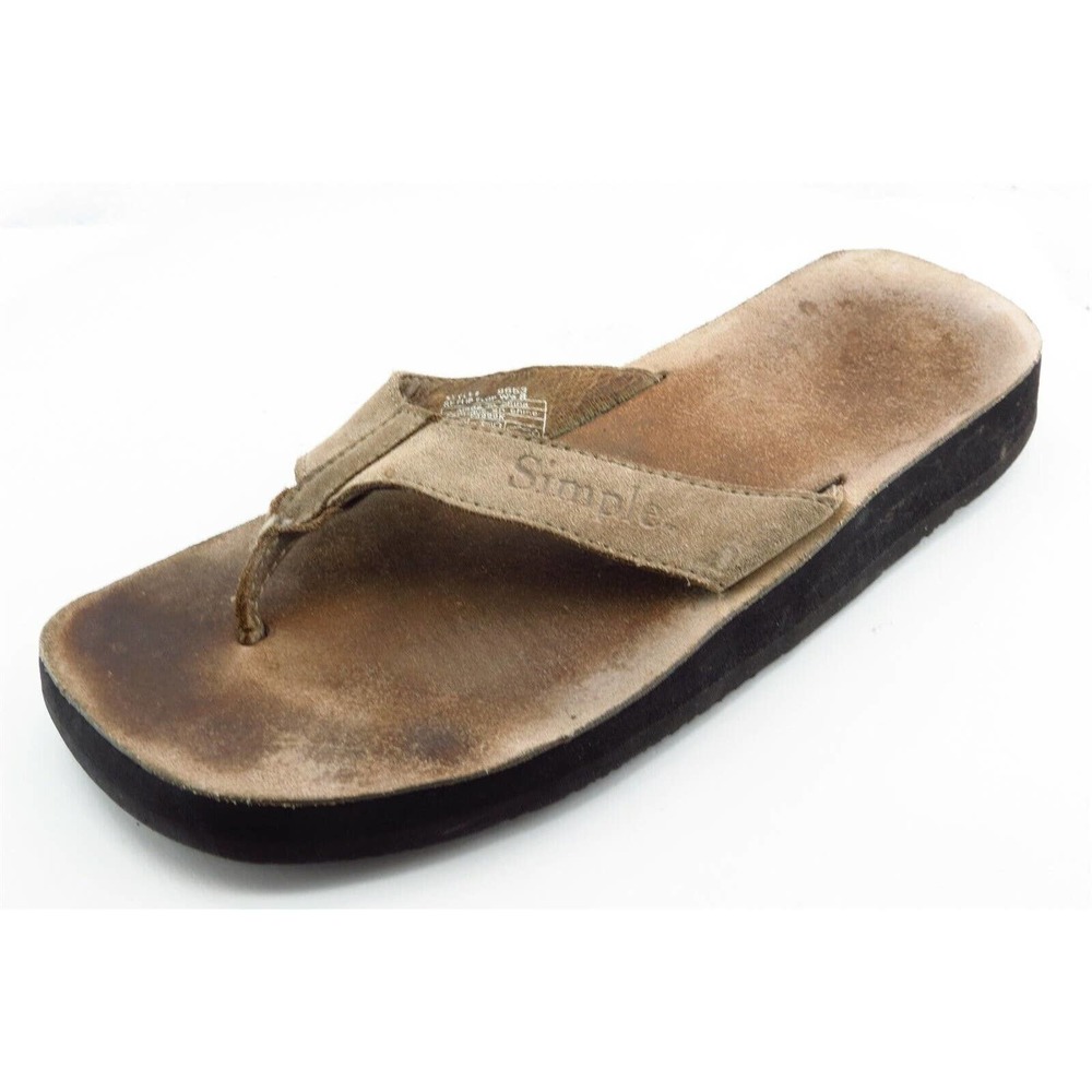 Simple Size 8 M Brown Flip Flop Leather Women Sandal Shoes